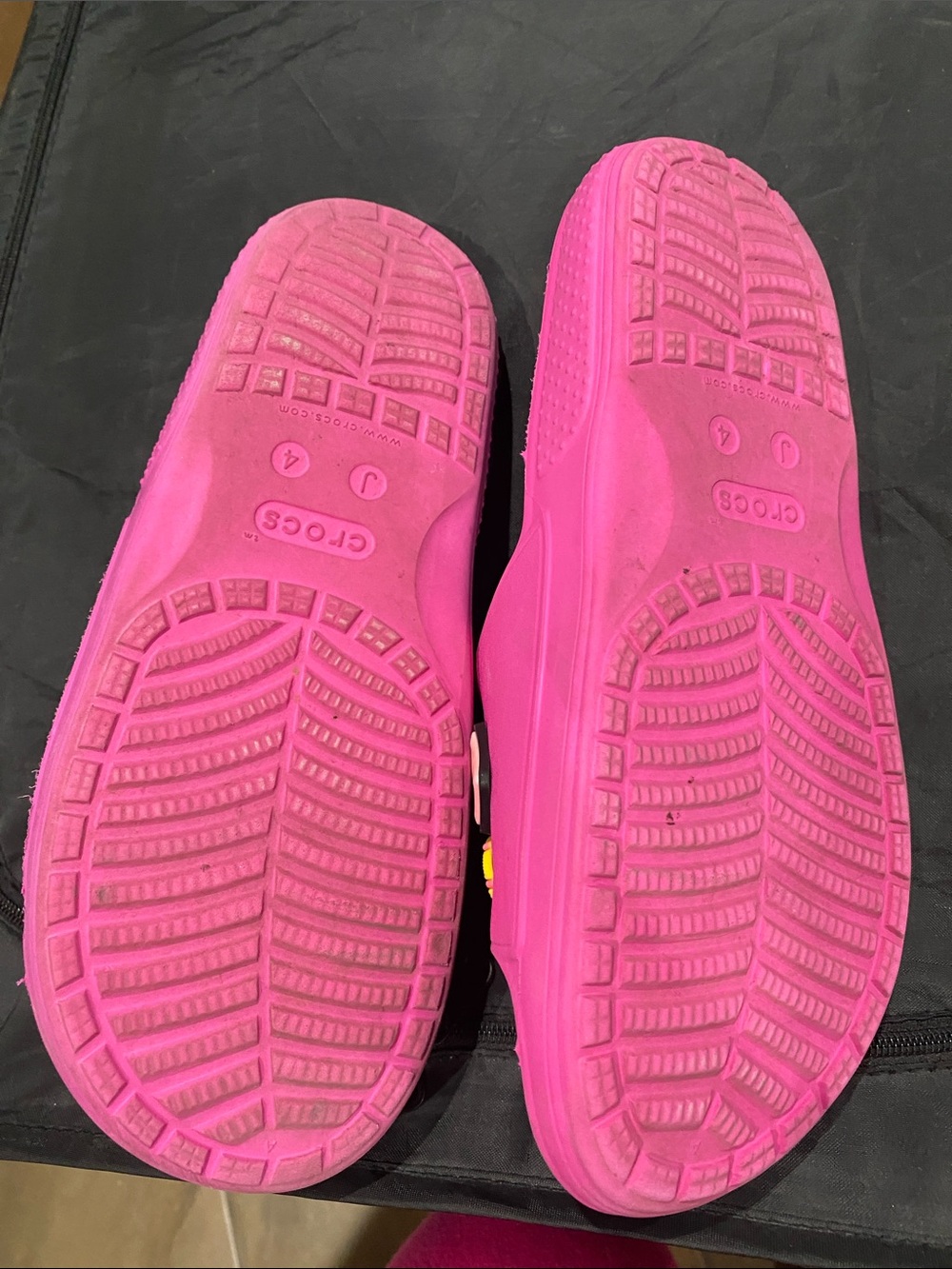 CROCS Hot Pink Kids Slide Sandals with Fun Jibbitz Charms - Picture 2 of 6